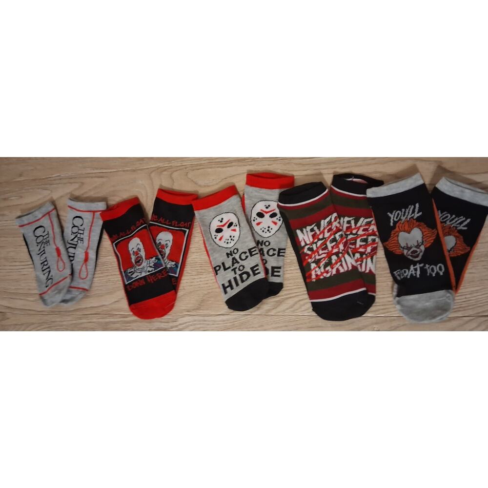 Lot Of 5 Horror Movie Day Of The Week Ankle Socks New Without Package Incomplete